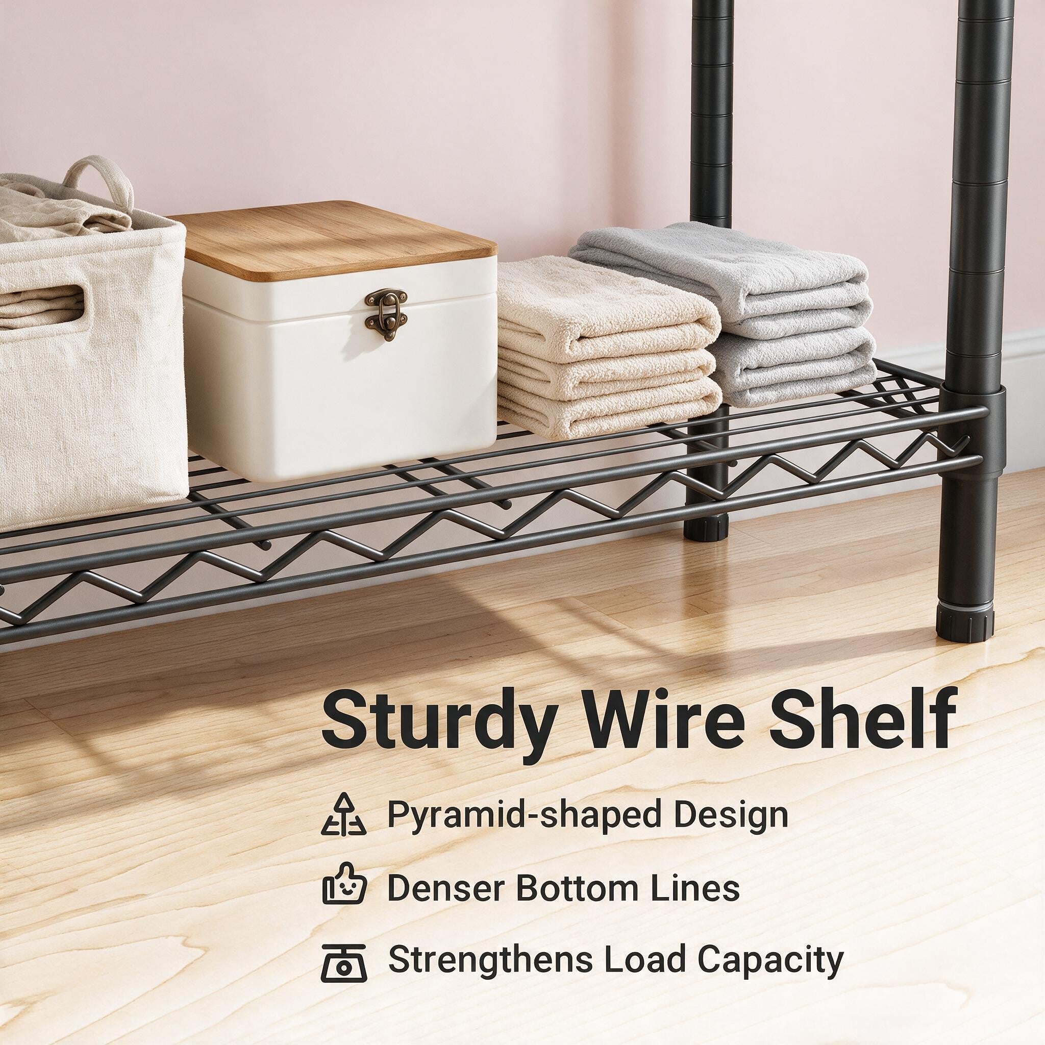 Sailvan 640LBS Heavy Duty Rolling Clothes Rack, 47" Garment Rack with Wheels, Metal Freestanding Portable Closet, 2 Hanging Rods & 3 Shelves,Gray