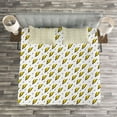 thumbnail image 3 of Ambesonne Abstract Quilted Bedspread Set 3 Pcs, Vintage Thunder Bolts, King Size, Yellow Black White, 3 of 3