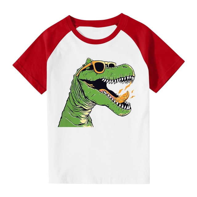 RXIRUCGD 2025 Vêtements d'Été pour Enfants Tout-Petits Garçons Filles Mode Mignon Col Rond Imprimé Manches Courtes Haut