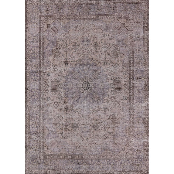 Ahgly Company Machine Washable Indoor Rectangle Industrial Modern Puce Purple Area Rugs, 2' x 5'