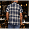 thumbnail image 5 of Cmfcve Men's Plus Size Shirts Short Sleeve Button Down Shirts Lapel Summer Plaid Dress Shirts with Chest Pocket, 5 of 6
