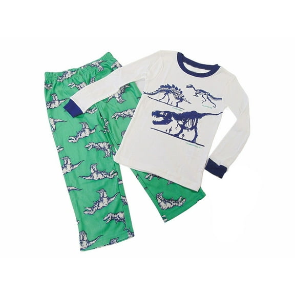 Toddler Boy's Dinosaur Skeleton Pajama Top Flannel Pants Set, Size 4
