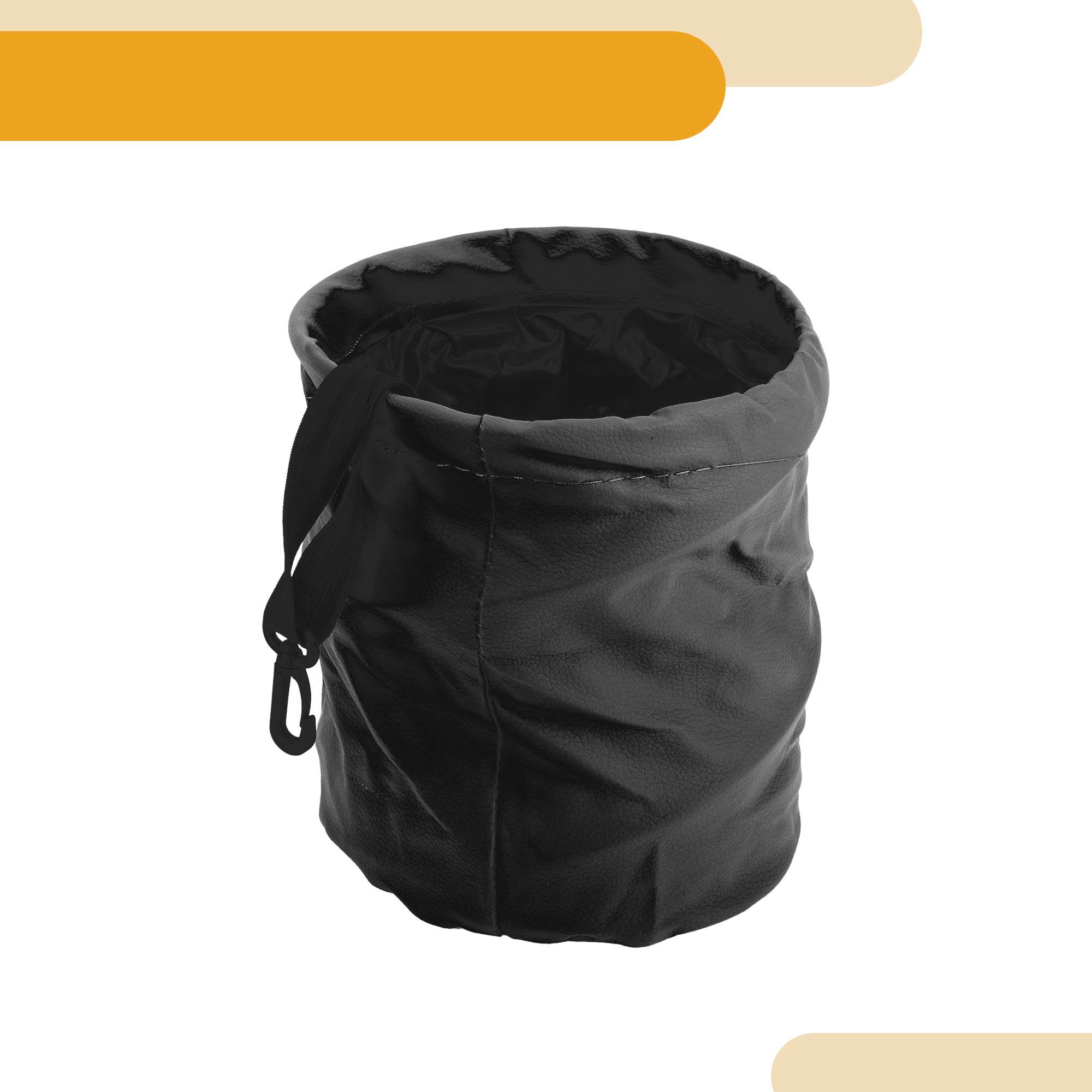 Unique Bargains Car Trash Can Auto Trash Bin Hanging Folding 5.9"x7.1" Black
