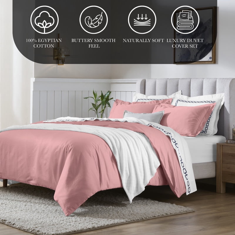 Superior 650 Thread Count Egyptian Cotton Duvet Cover Set, Blush, King/ Cal King