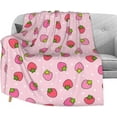 thumbnail image 5 of Xchearser Pink Strawberry Flannel Fleece Throw Blanket 50"x60", Living Room/Bedroom/Sofa Couch Warm Soft Bed Blanket for Girls Boys Adults All Season Ultra Soft, 5 of 5
