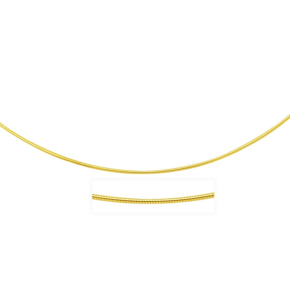 ARAIYA JEWELRY 14K Yellow Gold 1.02 mm Round Omega Necklace 16'' for Women