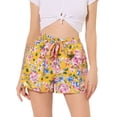 thumbnail image 1 of Pantalones cortos de playa mujer Amarillo-Floral Allegra K Alta cintura Lazo elástico S, 1 of 5