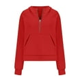 Taotanxi Half Zip Sweatshirts Cropped Thumb Sleeve Hoodies Fleece