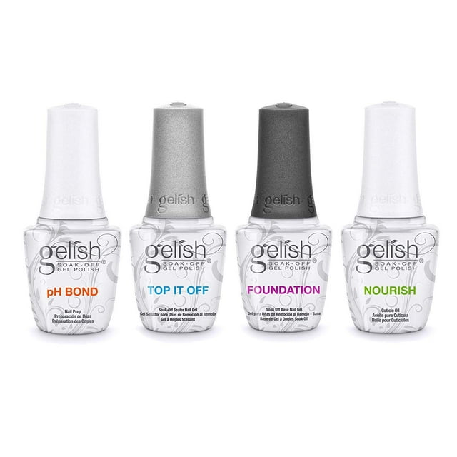 Kit de esmaltes de uñas Gelish Essential Fantastic Four con base y capa superior