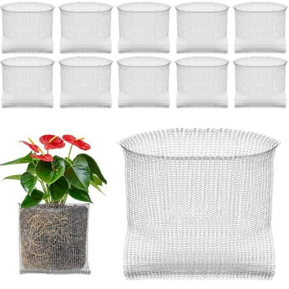 10 Pcs Wire Plant Root Guard Baskets,Stainless Steel Knitted Mesh Bag,Proof Gophers/Moles/Voles Damage Pouches,Reusable Root Protector for Plant Tree Vegetables Fruit By Scheam