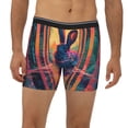 thumbnail image 2 of Picia Neon Rabbit In Archway Pattern Men's Athletic Long Leg Briefs , Performance Stretch Underwear，Moisture-Wicking, 2 of 7