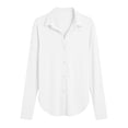 thumbnail image 6 of Women's Solid Color Casual Long Sleeve Collared Sun Protection Shirt | CSEONE,White XL, 6 of 6