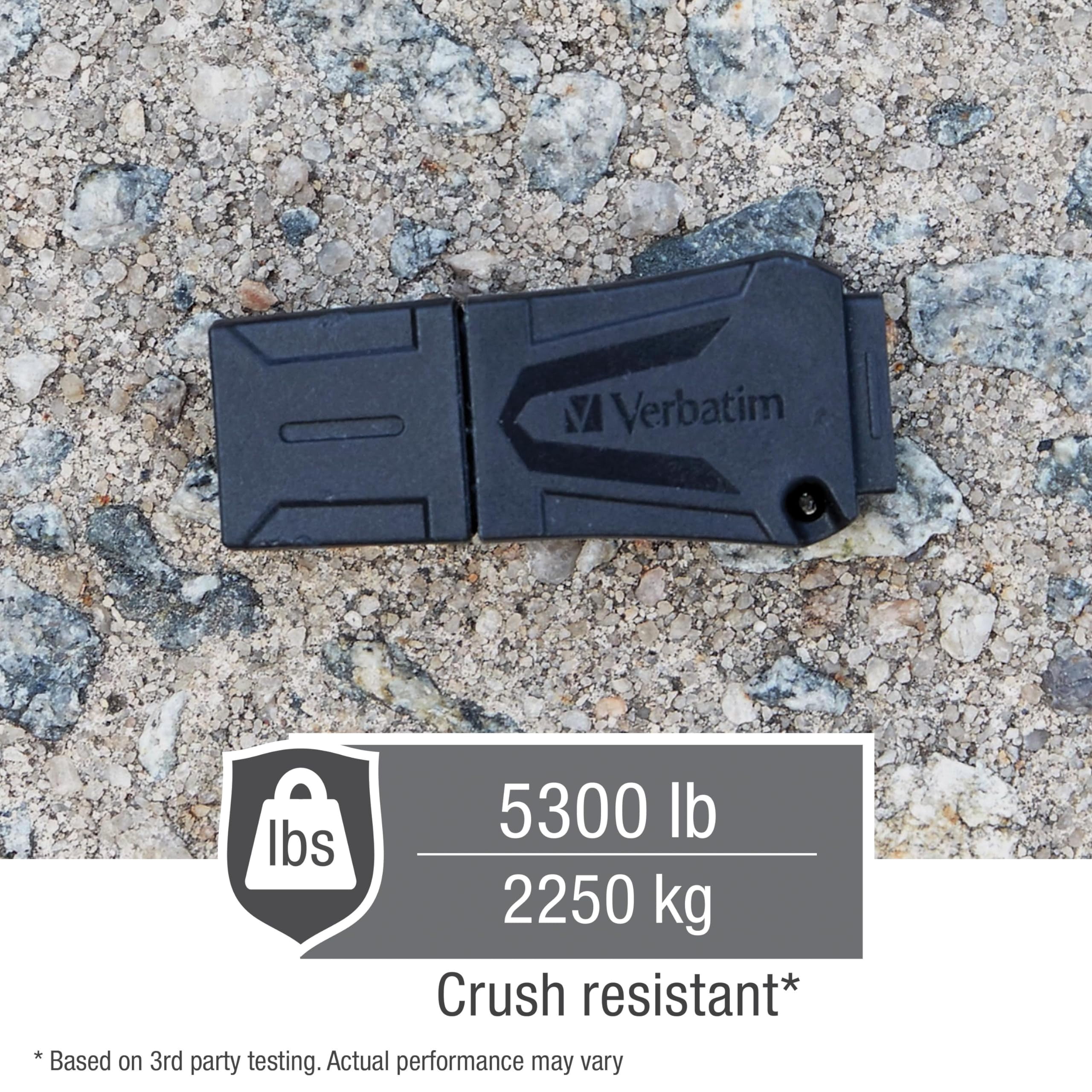 Verbatim 64GB ToughMAX USB Flash Drive 64 GB - USB 2.0 - Black - Lifetime Warranty