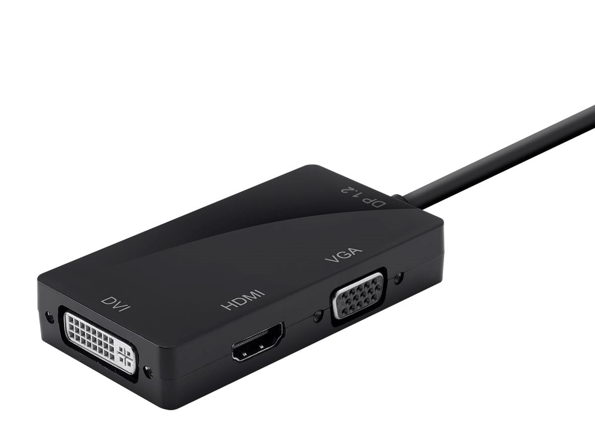 Monoprice DisplayPort 1.2a to 4K HDMI, Dual Link DVI, and VGA Passive  Adapter, Black (112802) - Walmart.com