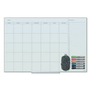 U Brands Floating Glass Dry Erase Undated One Month Calendar, 36 X 24, White