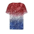 thumbnail image 5 of VKOYWKM USA Flag Tops for Women 4th of July Patriotic T Shirts Independence Day Star Stripe Graphic Tees Henley Shirts Short Sleeve Button V Neck Red White and Blue Tshirts, 5 of 5