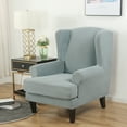 thumbnail image 4 of Jacquard Wingback Chair Covers, 2 Piece Stretch Chair Slipcovers Wing Chair Covers Furniture Covers for Wingback Chairs, 4 of 8