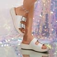thumbnail image 2 of Hopeusnice Slippers for Women Trendy Non-Slip Breathable Thick-Soled Heel Soft Pu Summer Shoes Open Toe Sandals Women's Slippers Belt Buckle Flexible Walking Shoes Beige 38, 2 of 9