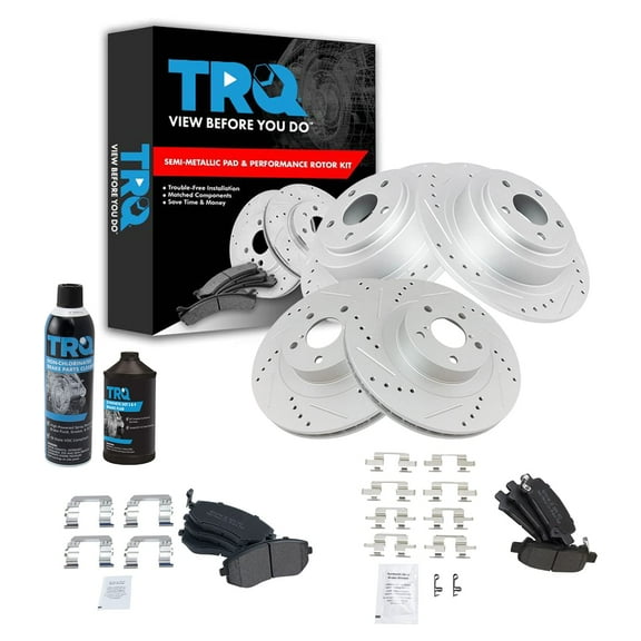 TRQ Front Rear Metallic Brake Pad Performance Rotor Kit w/Chemicals BKA17134