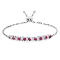 Genuine White Topaz and Ruby Bracelet 1.25 Carats Bolo Bracelet Gift For Women
