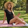 thumbnail image 5 of Gingprous Womens V-Neck Cap Sleeve T-Shirt Casual Loose Fit Basic Tee Summer Top, 5 of 7