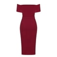 thumbnail image 5 of Leesechin Summer Dresses for Women Ladies Plus Size Party Club Solid Slimming One Shoulder Bandage Split Dresses, 5 of 7