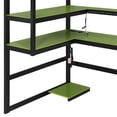 thumbnail image 4 of Twin Size Wood Loft Bed with Desk & RGB Lights, Gaming Loft Bed with Side Storage Rack, Multi-Storage Shelves & USB Ports, Space-Saving Bed for Teens Adults, Green, 4 of 8