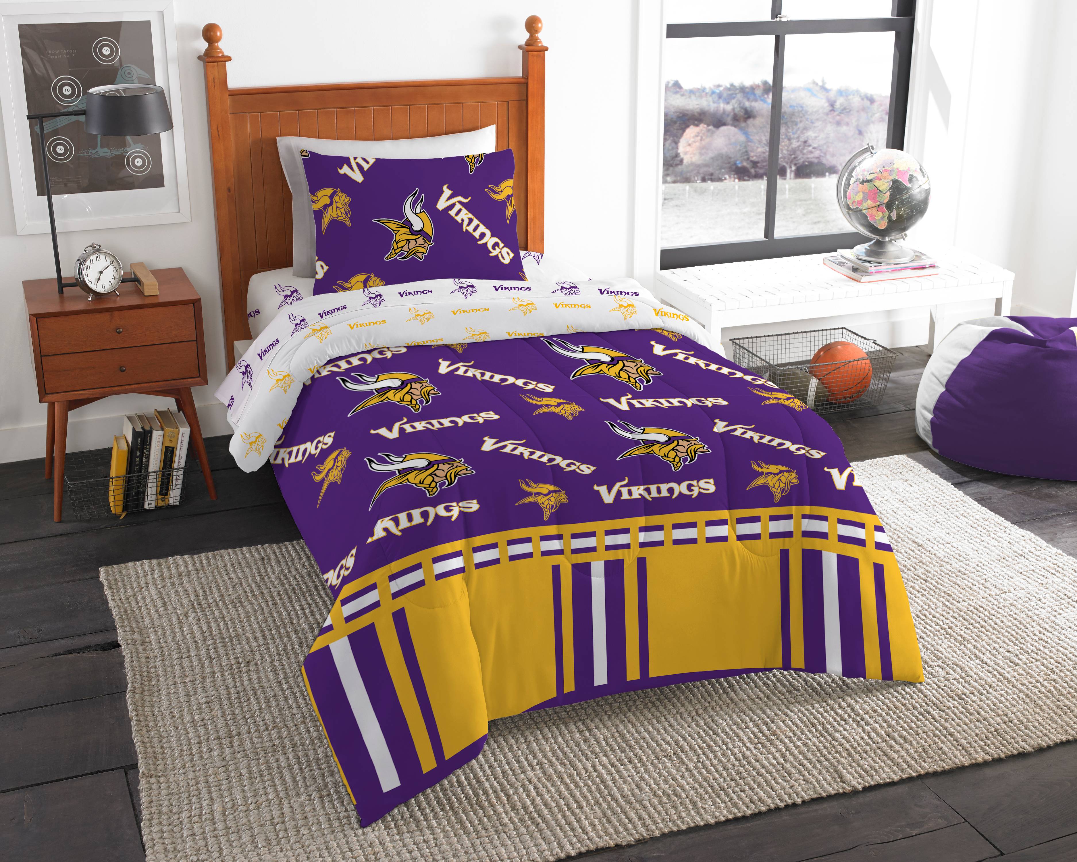travel gold bedding purple Vikings travel size Minnesota football sports home and living sheets and pillowcases Pillowcase