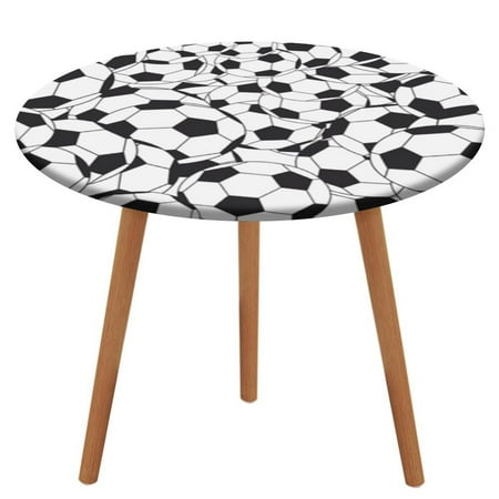 

Bybiment Round Fitted Tablecloth with Elastic Edge Soccer Balls Decorative Tablecloth Table Cover 51 Inch