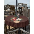 thumbnail image 2 of Outdoor Tablecloth with Umbrella Hole for Patio/Picnic/Party/Camping, Cherry Blossoms Waterproof Table Cloth Round Cover Washable, Japanese Spring Floral Leaves Rustic Brown (Dia 54"), 2 of 8