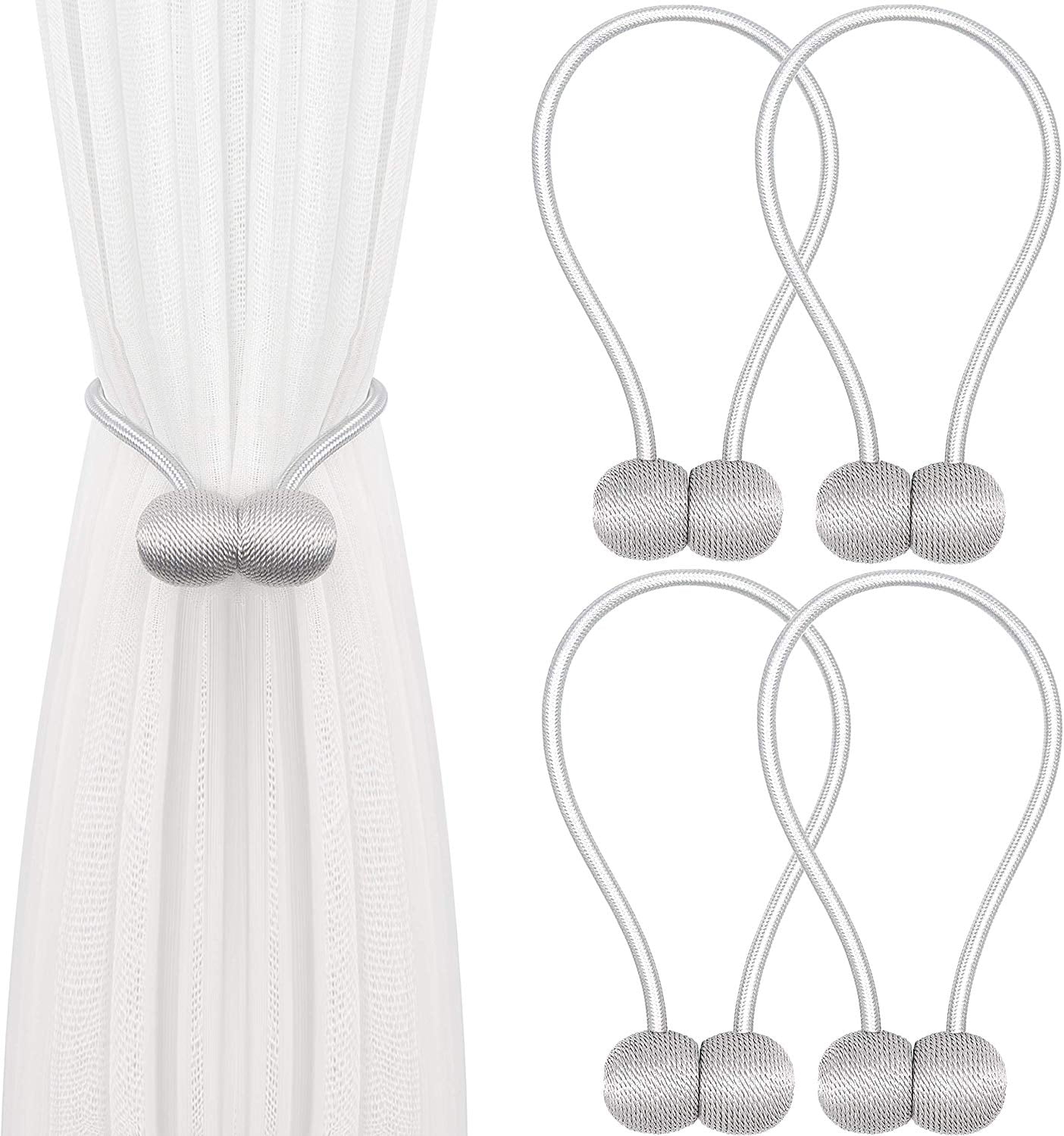 4 Pack Curtain Tiebacks, Decorative Rope Curtain Holdbacks