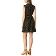 thumbnail image 4 of Allegra K Women's Printed Half Placket Sleeveless Belted Dress, 4 of 7