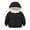 Black, variant on Boys Girls Hooded Down Jacket Winter Warm Fleece Coat Windproof Zipper Puffer Outerwear,1-6 Years