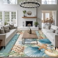 thumbnail image 3 of Large Area Rugs for Living Room Bedroom, Teal Brown Beach Coastal 8'x10' Rug Carpet Runner Indoor Outdoor, Summer Nautical Coral Shell Botanical Vintage Non Slip Floor Mats Rug for Kitchen, Patio, 3 of 8