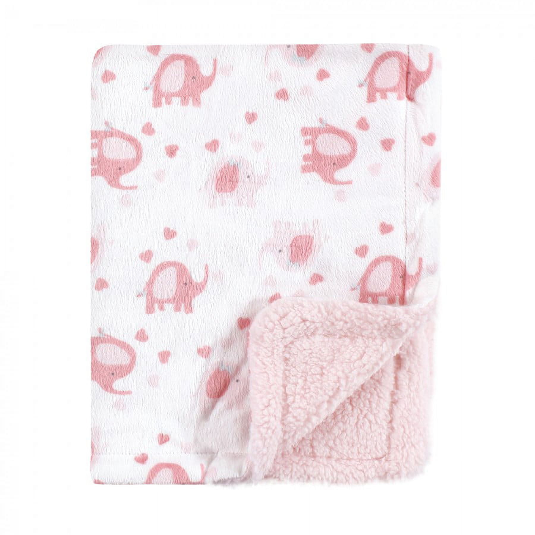 Luvable Friends Girls' Elephant Print Soft Mink Baby Blanket (2 Count)