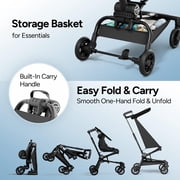 Mompush Jeto Lightweight Travel Stroller, Ultra-Compact One-Hand Fold, for Ages 6–36 Months, Black, 10.1LB, Unisex