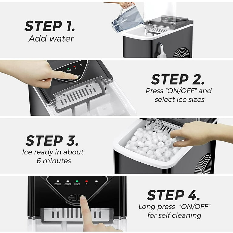 Ice Makers Countertop, FREE VILLAGE Portable Ice Maker Countertop 9 Ice  Ready in 6 Mins, 26Lbs/24H, Self-Cleaning Function, Ice Machine with Ice  Scoop & Basket for Home/Party/Camping (Black) - Coupon Codes, Promo