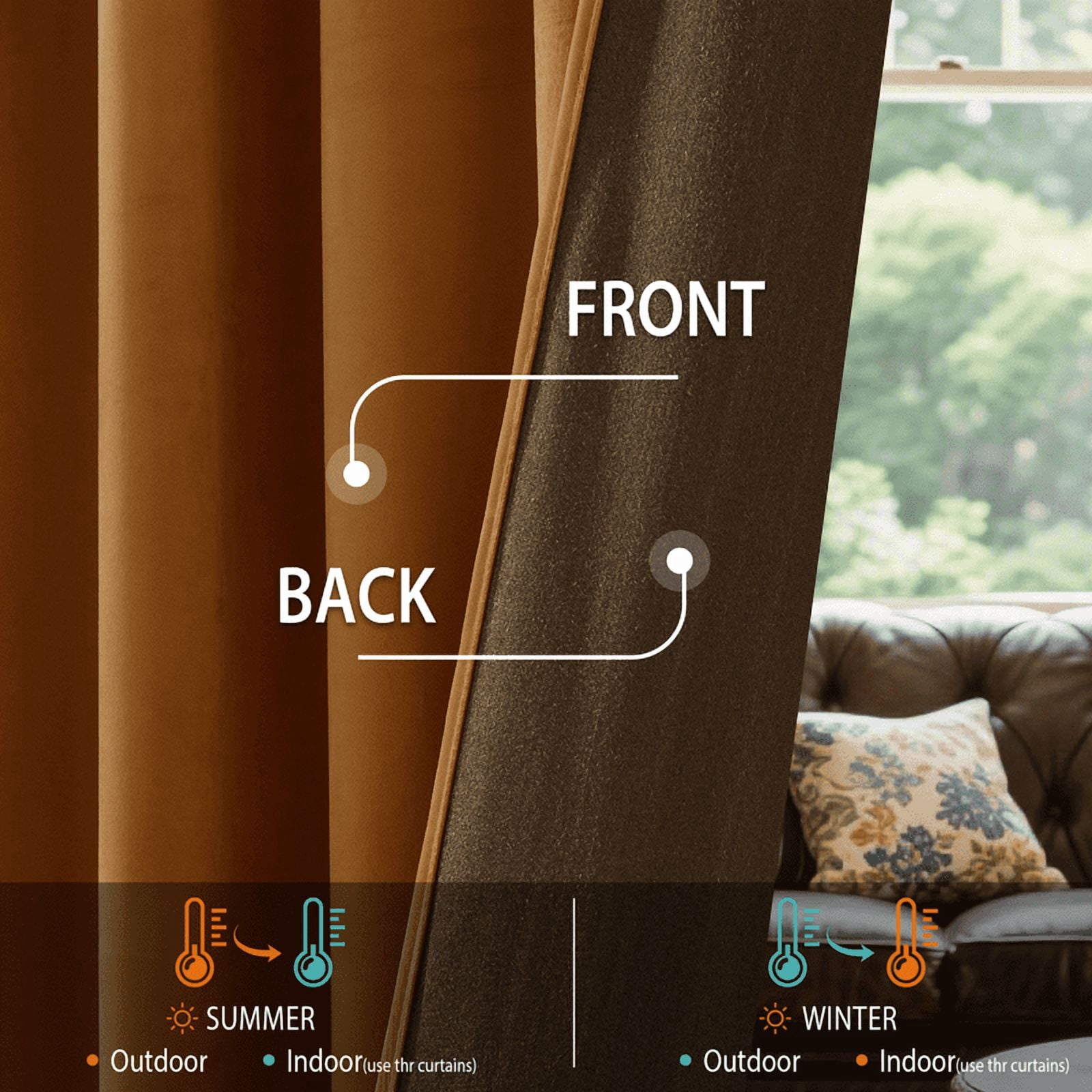 NICETOWN Velvet Blackout Curtains for Living Room, Thermal Insulated Luxury Drapes for Bedroom, Room Darkening Back Tab Velvet Window Treatments, Gold Brown, 52"x90", 2 Panels