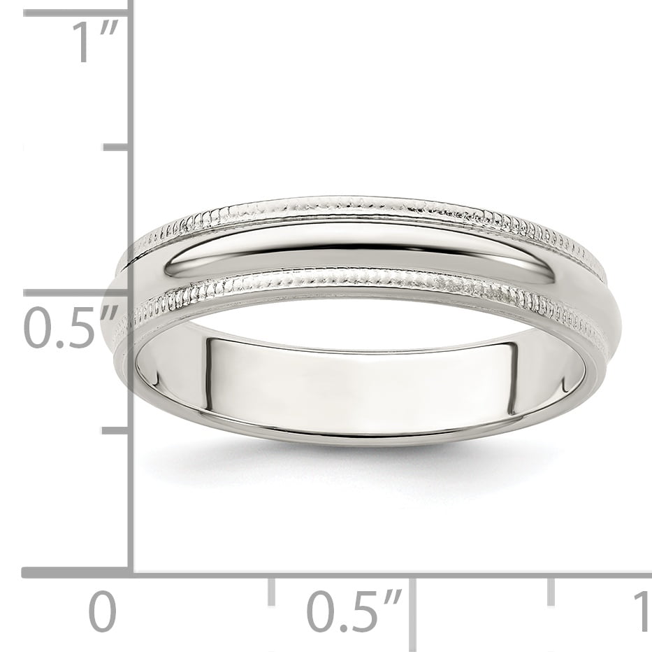 925 Sterling Silver 8mm Half Round Milgrain Size 5.5 Wedding Ring Band Classic Fine Jewelry Gifts For Women For Her