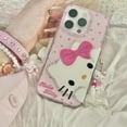 thumbnail image 2 of Hello Kitty Polka Dot Phone Case For iPhone 16 12 13 14 15Pro Max Transparent Bumper Cover With Pendant, 2 of 18