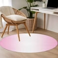 thumbnail image 4 of Round Rugs 4Ft, Pink Ombre Round Area Rug Washable Indoor Throw Carpet, Pink White Gradient Modern Abstract Art Soft Non Slip Circle Rug for Kitchen Nursery Room Home Decor Aesthetic, 4 of 8
