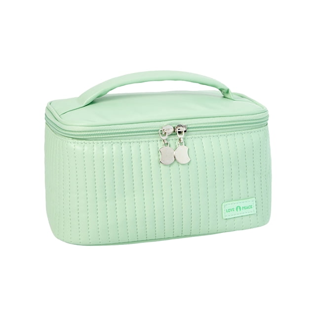 Fiudx Neceser de Viaje para Cosméticos, de Piel Color Crema, Resistente Al Agua, Organizador Multifuncional, Ideal para Uso Diario, Ideal Como Regalo para Mujer, 21 X 13,5 X 12 Cm