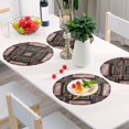 thumbnail image 3 of 15 Inch Round Grid Plate Mats Heat Non-Slip Resistant PVC Placemats for Kitchen Dining Table Decor Retro Style Shape Pattern 6PCS, 3 of 5