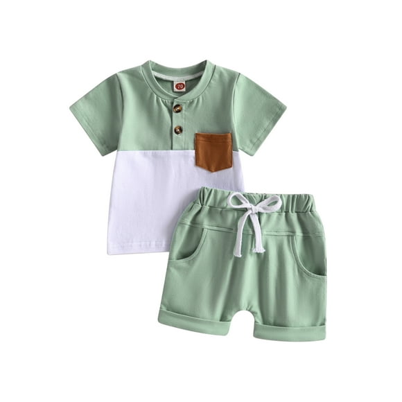 Boiiwant Toddler Boys Summer Outfits Clothes 6M 1T 2T 3T Short Sleeve Checkerboard Print T-Shirt Tops Elastic Shorts 2Pcs Baby Boys Causal Beach Clothing