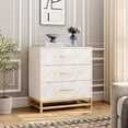 thumbnail image 4 of Ourlova Commode en Bois pour Chambre Commode Commode à Tiroirs avec 3 Tiroirs Table de Nuit en Bois pour Rangement et Organisation Blanc, 4 of 8
