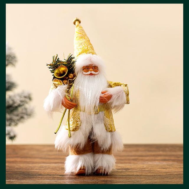 Colgante de Papá Noel de pie para árbol de Navidad, 28 cm, tela no tejida, decoración navideña con cascabel | Adorno festivo ligero para el hogar, mesa, fiesta, regalo coleccionable