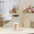 thumbnail image 6 of Unique Bargains 1 Pc Heightened U-Shaped Cup Cylindrical Cover Acrylic Cotton Swab Holder Bathroom Transparent Dark Brown, 6 of 6