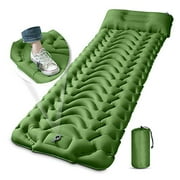 Camping Sleeping Pad with Pillow, MEETPEAK Upgraded 4 Inch Thickness Inflatable Foot Press Camping Mat, Durable Waterproof Lightweight Sleeping Air Mattress for Hiking Backpacking Traveling