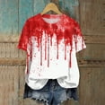 thumbnail image 2 of Towmus Halloween Tshirt Women Print Hand Printed Loose Fit Crew Neck Tops, 2 of 6