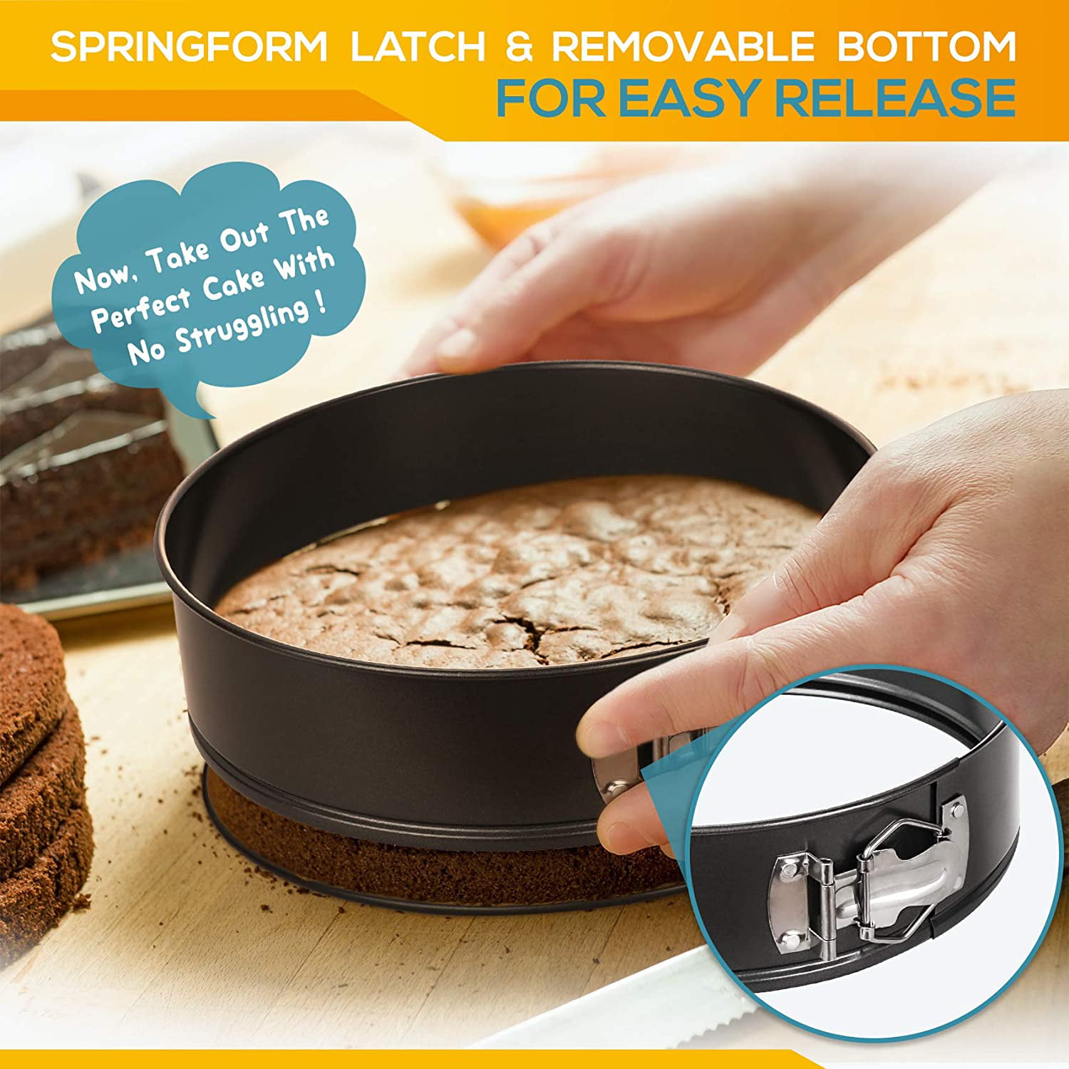 Springform Pan set，Nonstick Leakproof 3pcs(4/7/9) Cake Pan